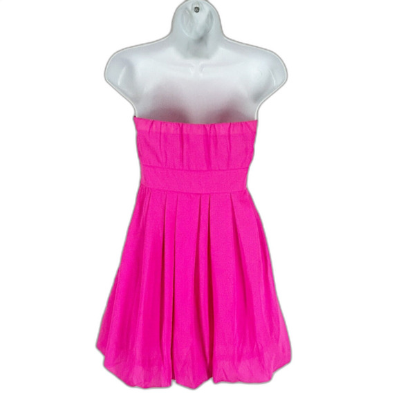 Charlotte Russe PINK Prom Party Dress XS Hot Pink Strapless Mini Bubble Hem - Picture 6 of 10